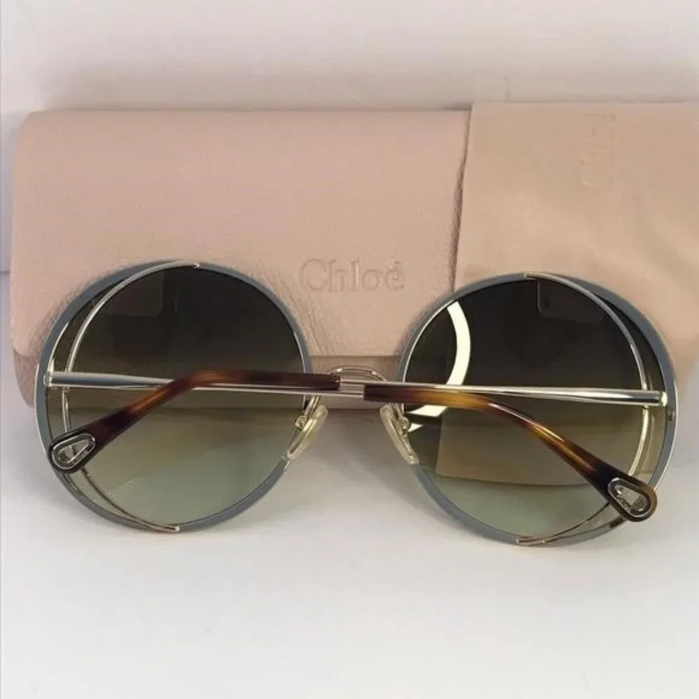 New Original Chloe Gold & Green Round Sunglasses HANAH COLLECTION